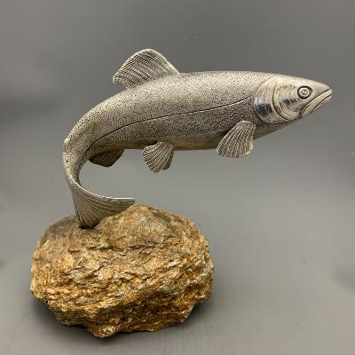 x Silver LEAPING SALMON