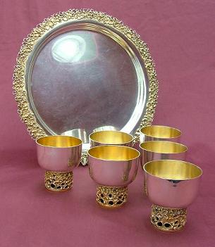 GRAHAM WATLING Silver Tray and Goblets