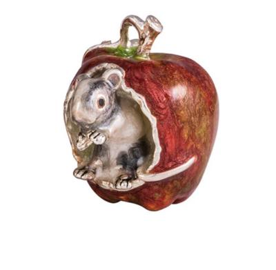 SATURNO  Silver and Enamel MICE EATING APPLE 