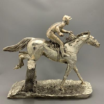 Large Silver RACEHORSE 'OVER THE STICKS'