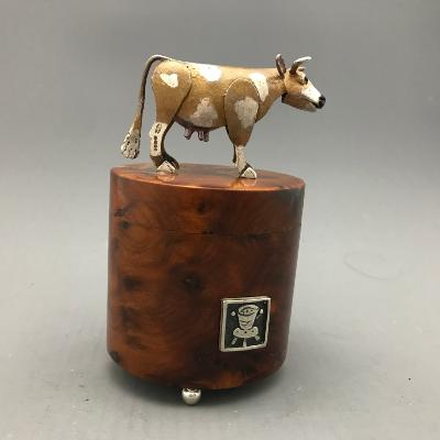 CAROL MATHER Silver & Walnut COW BOX